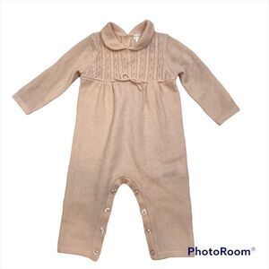 Brand New With Tags Max Studio Baby Pink Cashmere Long Sleeved One Piece 3-6 mos